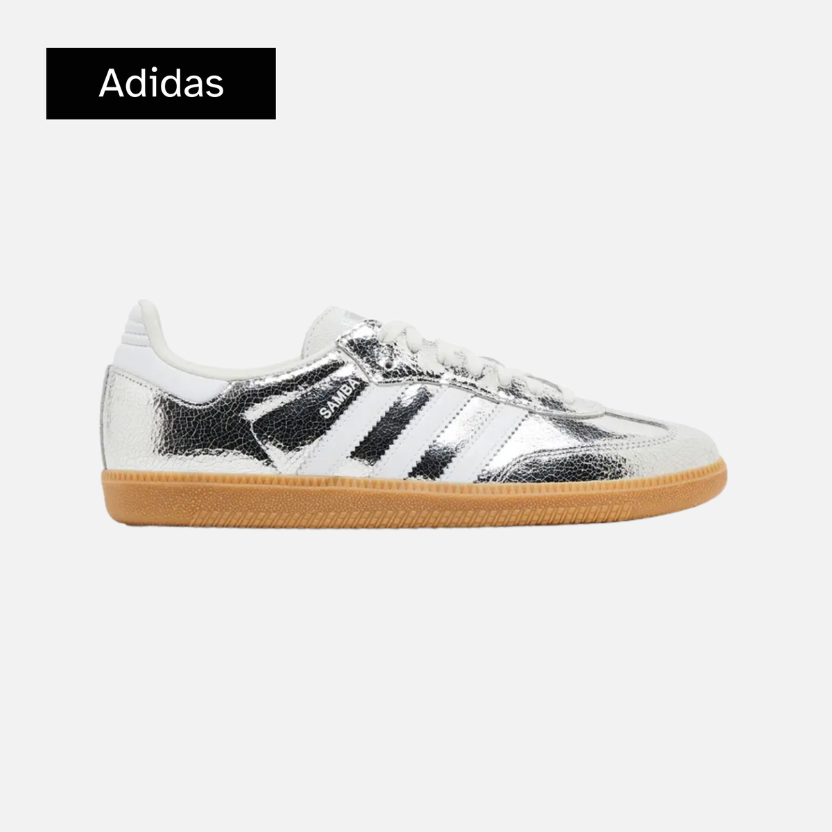 （値下げ） Samba llic Silver Adidas Wmns Samba OG 'Silver Metallic Cracked Leather