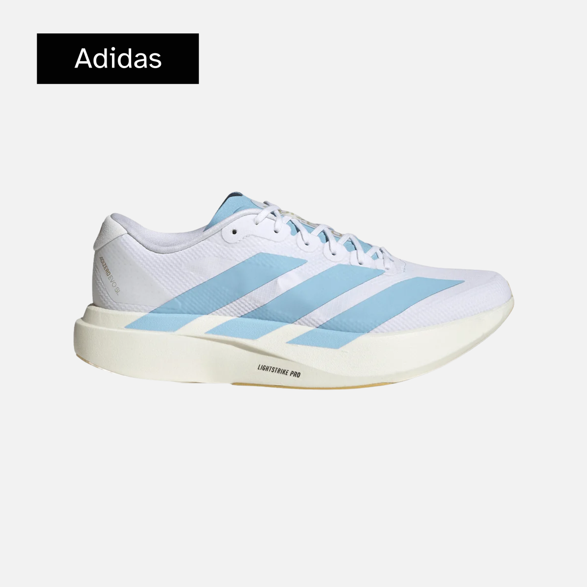 adidas Adizero Evo SL 'Cloud White Clear Blue Matte Gold'