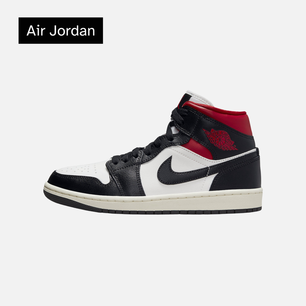 Wmns Air Jordan 1 Mid 'Black Sail Gym Red'