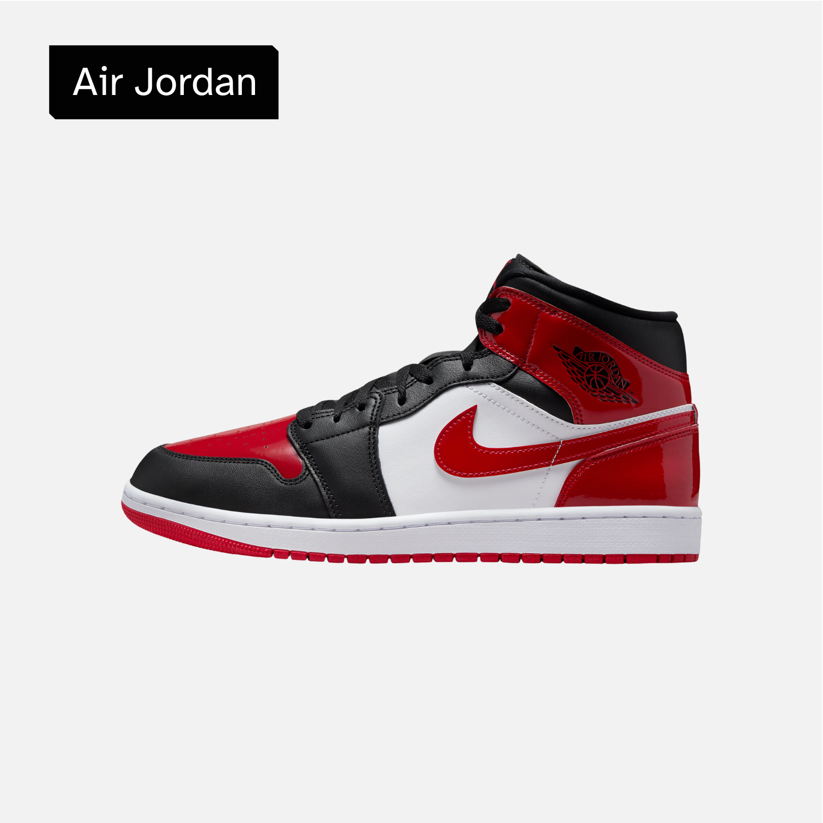 Air Jordan 1 Mid 'Patent Bred Toe'