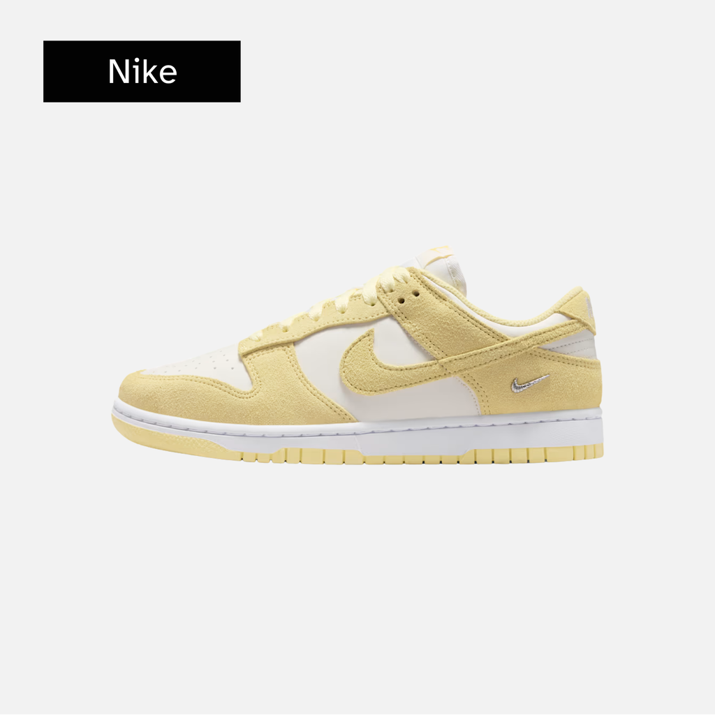 Nike Wmns Dunk Low Suede 'Sail White Metallic Silver Soft Yellow'