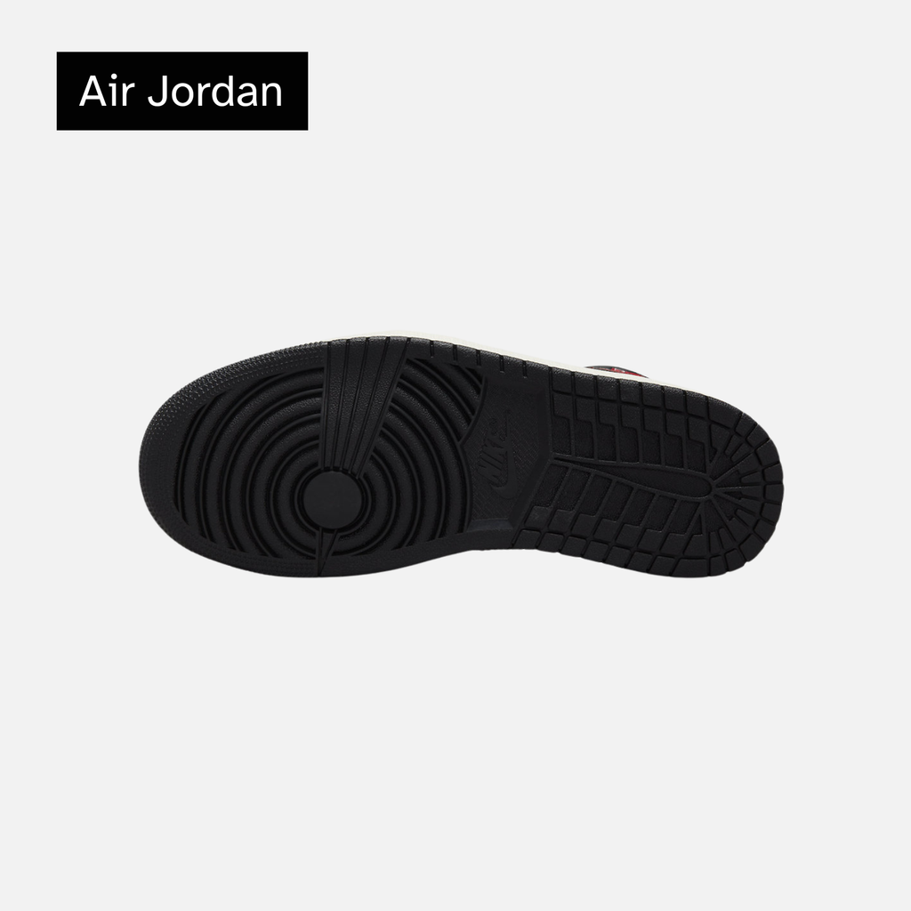 Wmns Air Jordan 1 Mid 'Black Sail Gym Red'