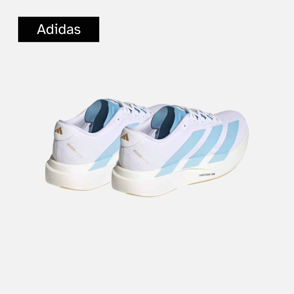 adidas Adizero Evo SL 'Cloud White Clear Blue Matte Gold'
