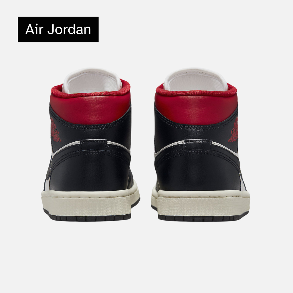 Wmns Air Jordan 1 Mid 'Black Sail Gym Red'