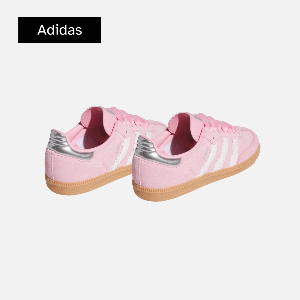 adidas Samba OG Light Pink White Ribbon Silver Metallic Gum GS