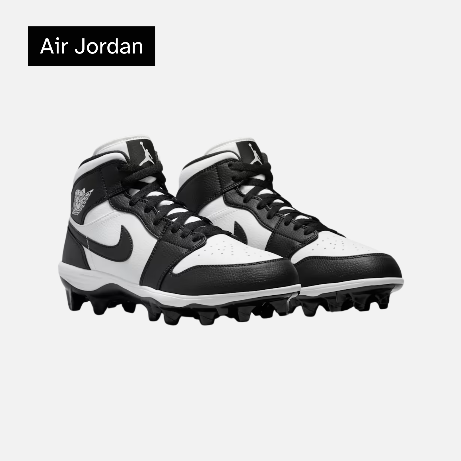Jordan 1 Mid TD Cleat 'Black White' 2023