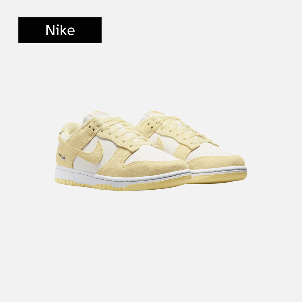Nike Wmns Dunk Low Suede 'Sail White Metallic Silver Soft Yellow'
