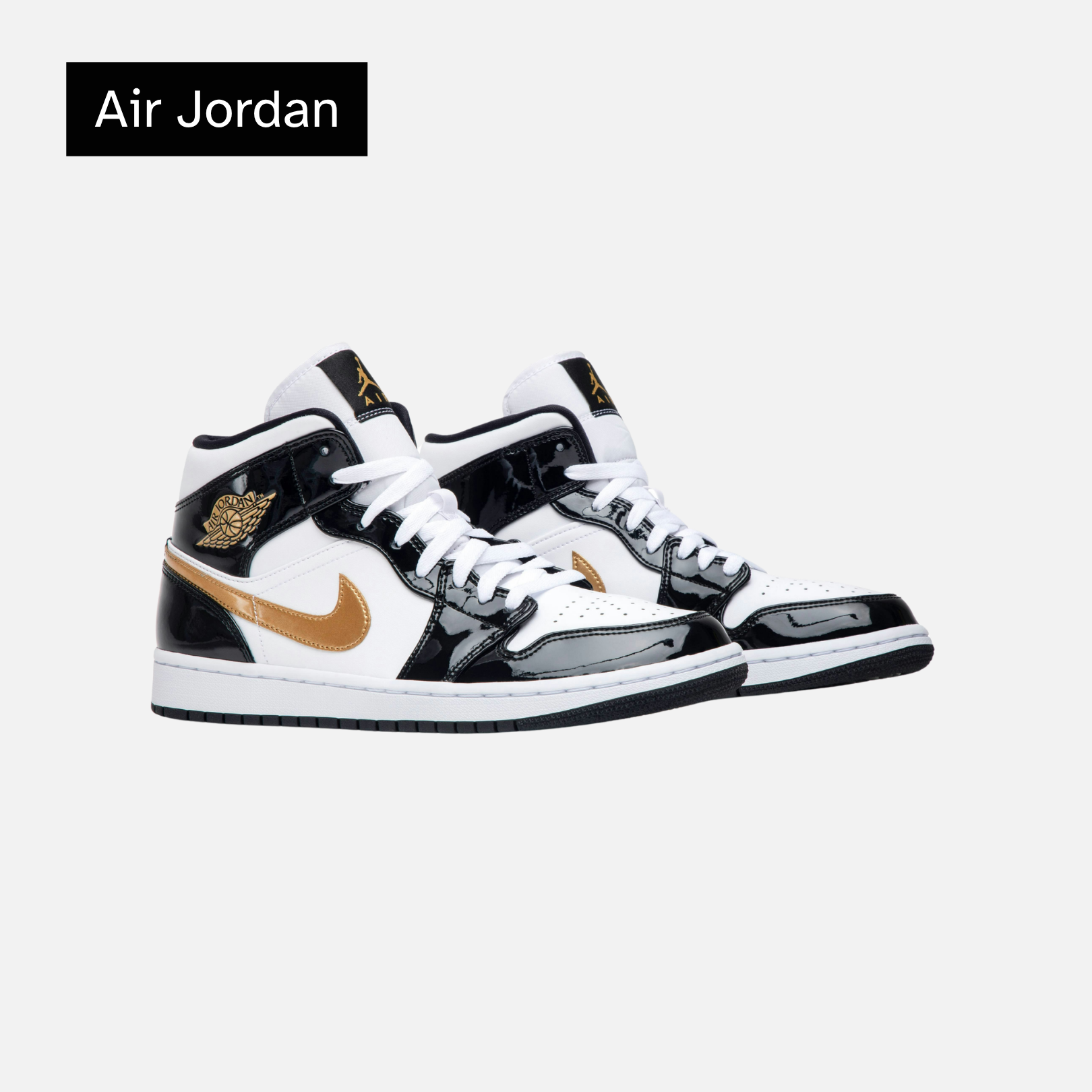 Air Jordan 1 Mid Patent 'Black Gold'