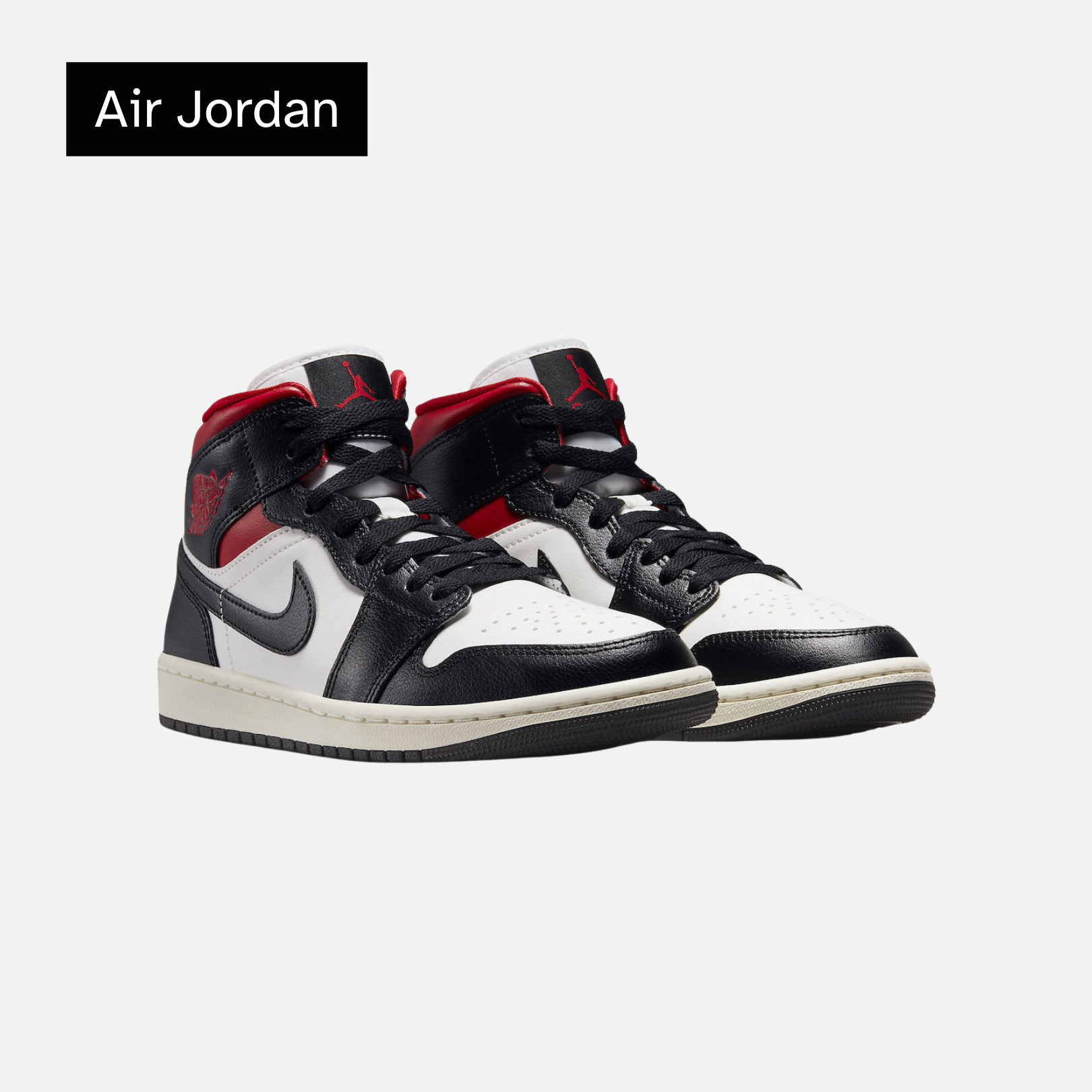 Wmns Air Jordan 1 Mid 'Black Sail Gym Red'