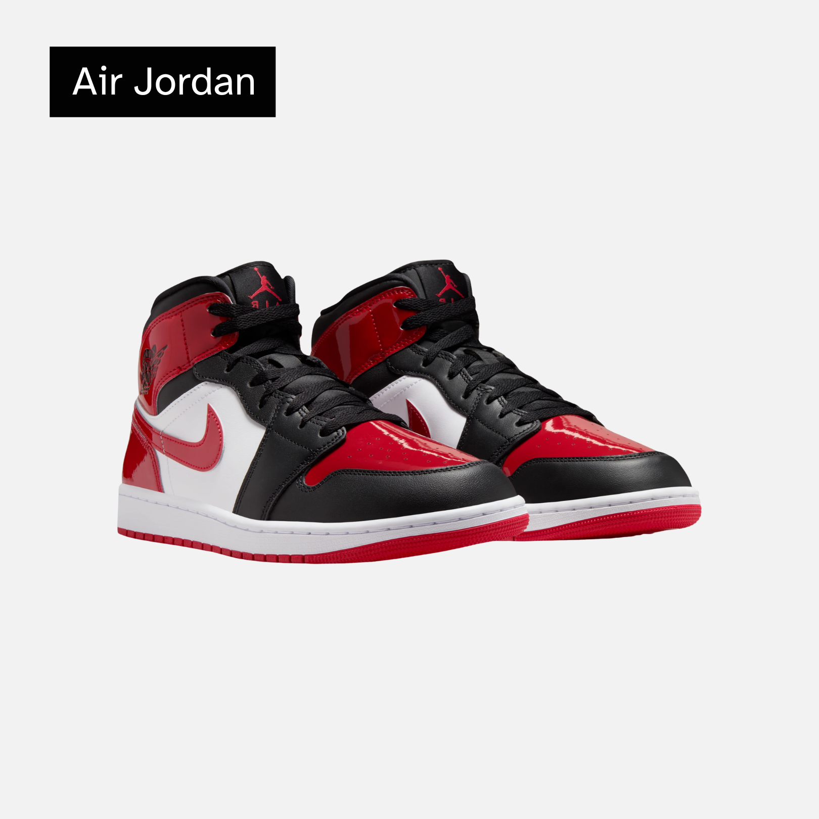 Air Jordan 1 Mid 'Patent Bred Toe'
