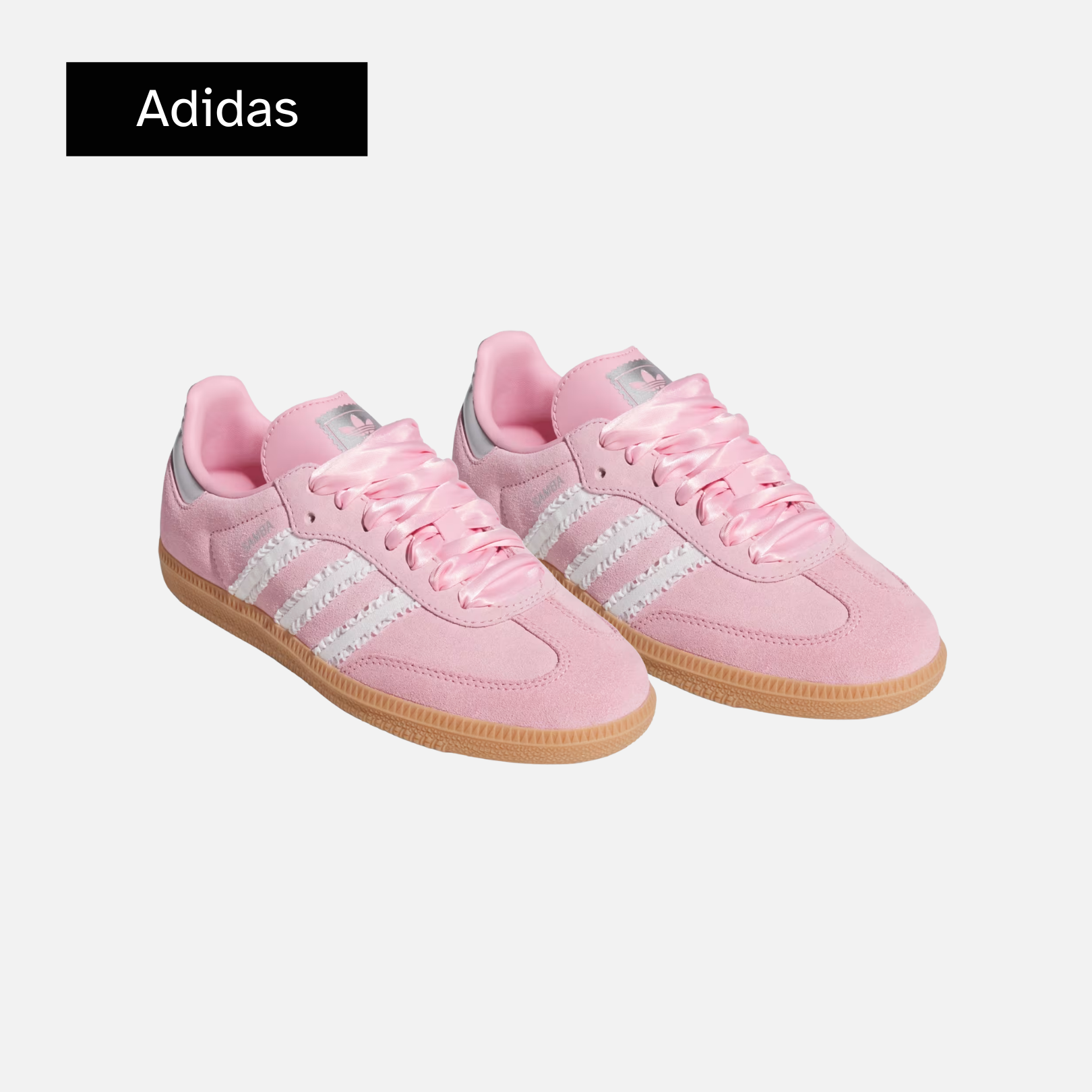 adidas Samba OG Light Pink White Ribbon Silver Metallic Gum GS